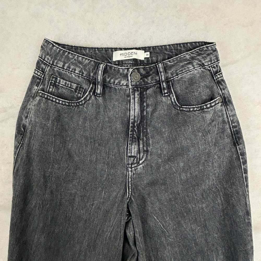 Hidden Los Angeles Jeans Womens 25‎ Washed Black Wide Leg Raw Hem Soft Cotton - Picture 4 of 16